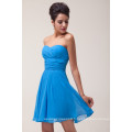 Grace Karin Strapless Sweetheart Ruffle Design Robe de demoiselle d&#39;honneur en mousseline de soie bleu CL6053